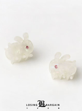 【Losing Bargain】醋酸渐变水钻小兔子简约可爱侧边夹发夹刘海夹