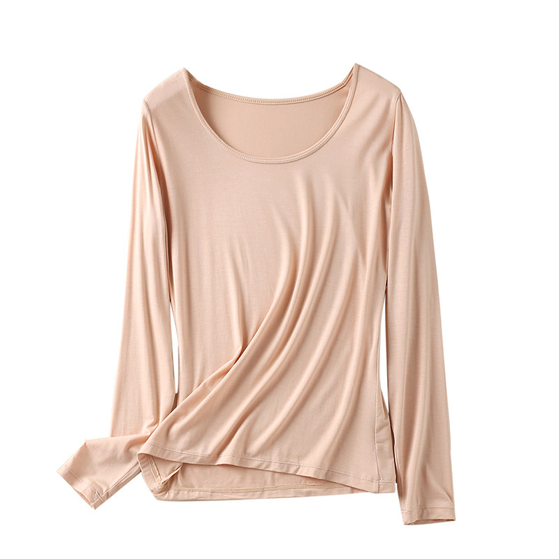 MODAL BASE SHIRT LONG SLEEVE WOMENS THERMAL UNDERWEAR THIN SKINNY T-SHIRT A LARGE NECKLINE LOW NECKLINE AUTUMN COAT PLUS SIZE