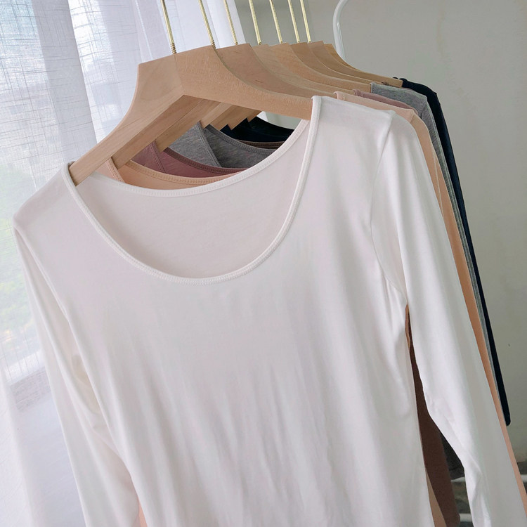 MODAL BASE SHIRT LONG SLEEVE WOMENS THERMAL UNDERWEAR THIN SKINNY T-SHIRT A LARGE NECKLINE LOW NECKLINE AUTUMN COAT PLUS SIZE