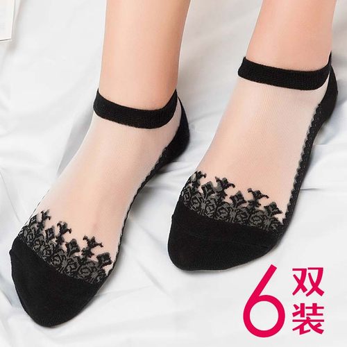 夏季船袜纯棉底冰丝透明水晶袜