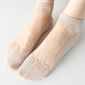 春夏季 肤色肉丝纯棉底透明卡丝水晶玻璃钢丝袜船袜浅口短袜子 薄款