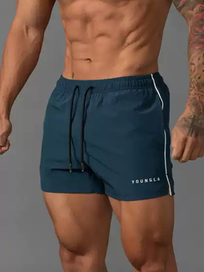 Men's Athletic Shorts 3-Inch Inseam Stretch Quick-Dry Breathable Summer Running Gym Muscle Training American Style Brother Shorts