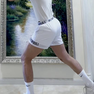 运动短裤男三分裤四分跑步训练健身放走光双层速干透气弹力深蹲潮