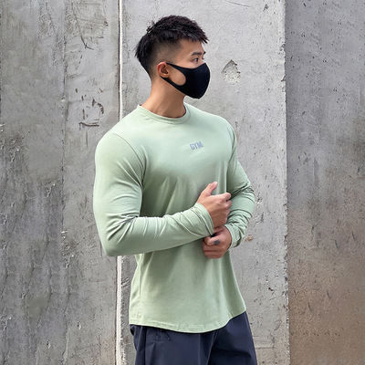 长袖圆领透气跑步训练男棉