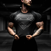 YOUNGLA运动短袖 男T恤速干弹力透气健身衣紧身潮牌肌肉健身狗美式