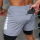运动短裤 男四分跑步训练肌肉撸铁狗兄弟多口袋内衬双层防走光美式