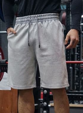 水洗 五分裤男运动健身美式潮牌训练肌肉中裤重磅透气深蹲撸铁