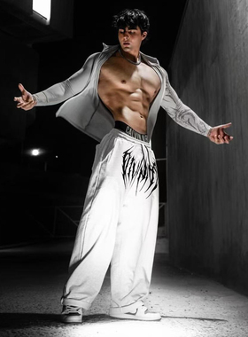 Breathedivinity 运动裤男长裤美式健身宽松透气深蹲撸铁训练阔腿