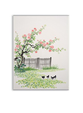 A124_田园雅趣餐客厅卧室玄关现代装饰挂画温馨治愈风景实木无框
