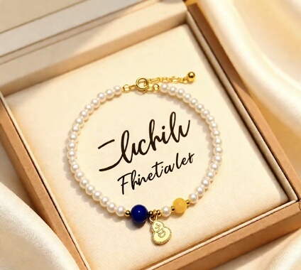 天然青金石珍珠手链招财旺运可叠戴简约百搭精致女款