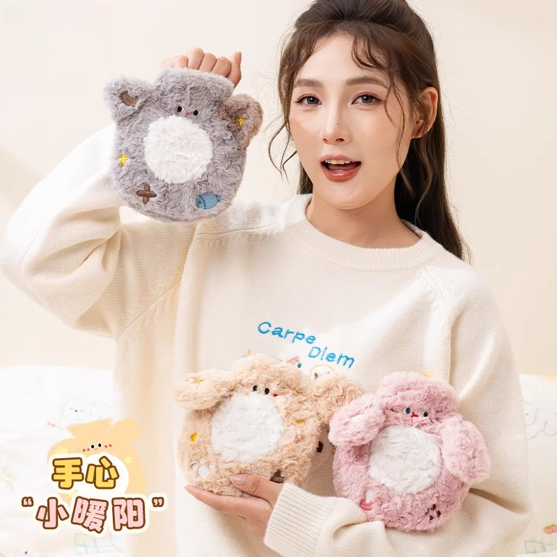冬季新款冲水热水袋卡通立体毛绒注水热水袋PVC防爆儿童用暖手宝