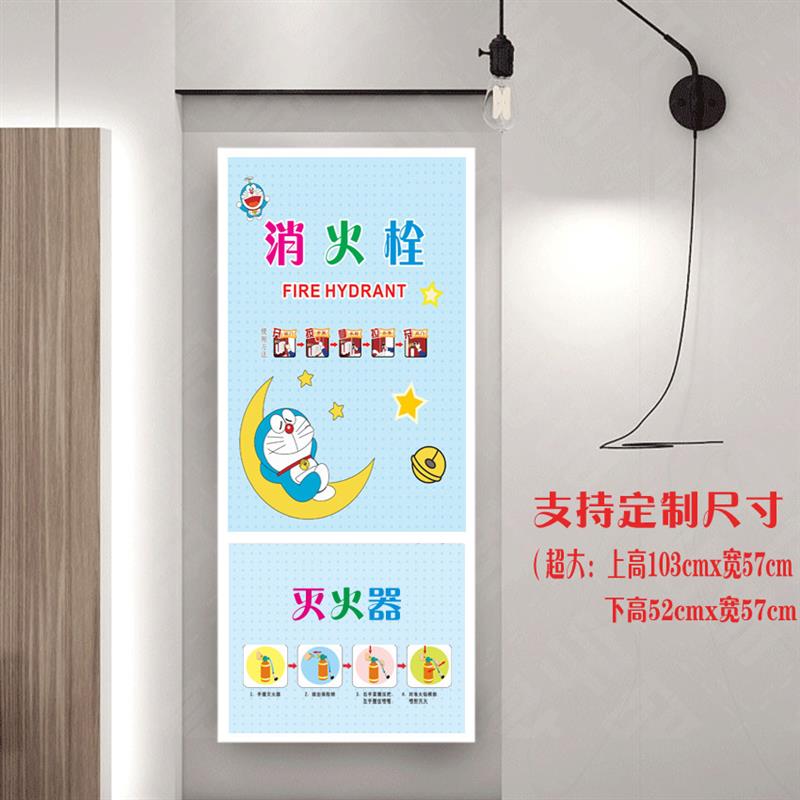 消防栓贴纸卡通贴画定制消火栓贴画防水贴膜电表箱画墙贴灭火器图片
