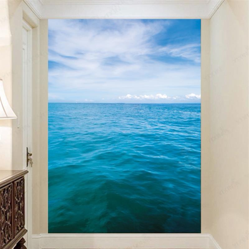 大海蓝天白云自然风景画客厅玄关装饰画碧海蓝天财源滚滚招财画