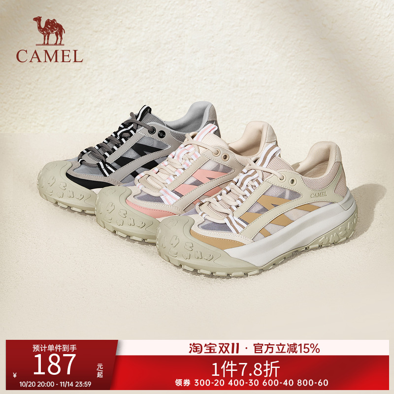 骆驼女鞋户外休闲鞋新款透气低帮运动鞋女士厚底百搭徒步登山鞋子