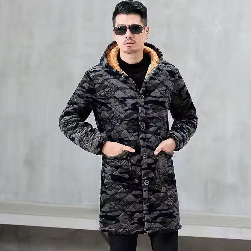 四川省服中长款加绒大人罩衣过膝女士男士加厚厨房外套成人工作服