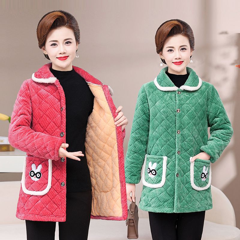 四川省服加厚款棉衣外套女中长款中年妈妈款棉服罩衣棉袄冬季上衣