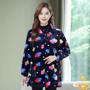 外套厨房工作服 时尚 四川省服冬季 法兰绒罩衣成人女加绒加厚妈妈装