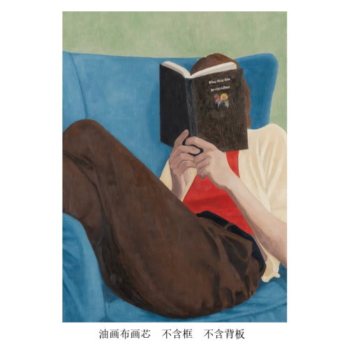 中古风极简主义装饰海报北欧风荡秋千装饰画ins绿房子治愈系 画芯