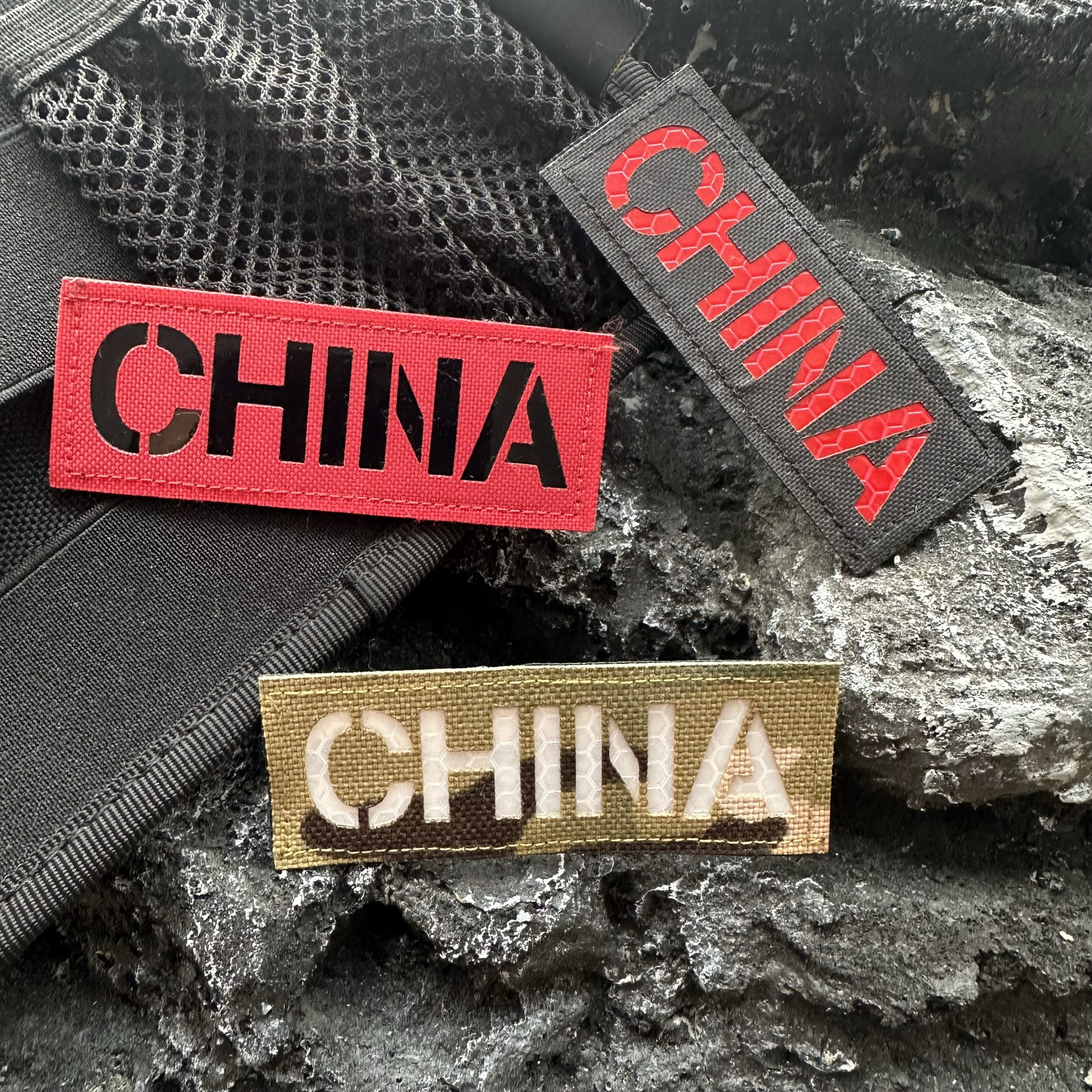 激光切割中国CHINA爱国士气章魔术贴章反光标识户外运动战术背包