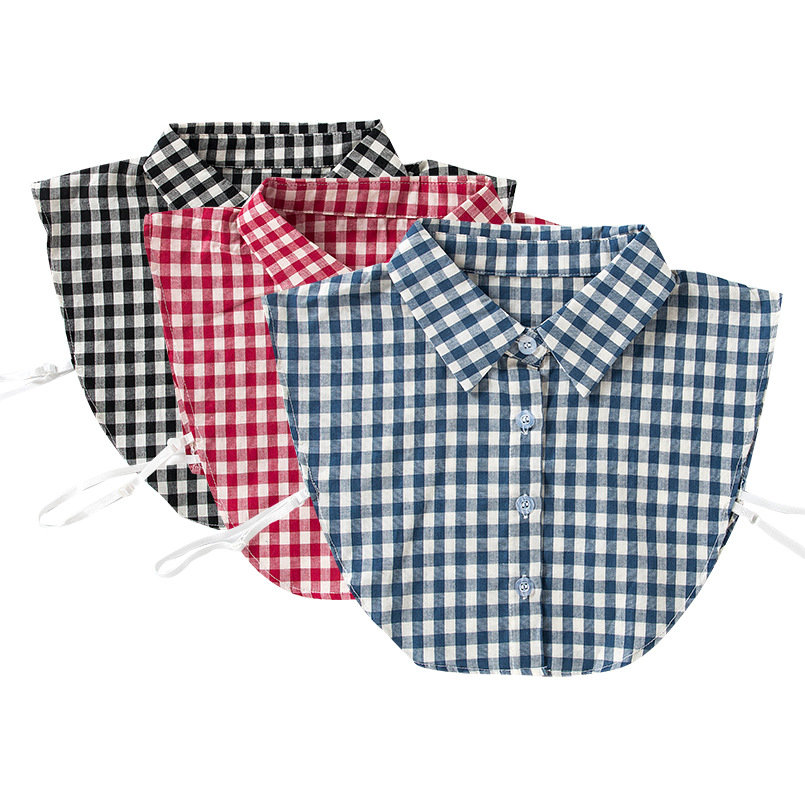 装饰领子女秋冬百搭纯棉衬衫领假领子格子衣领尖领粉色男女内搭