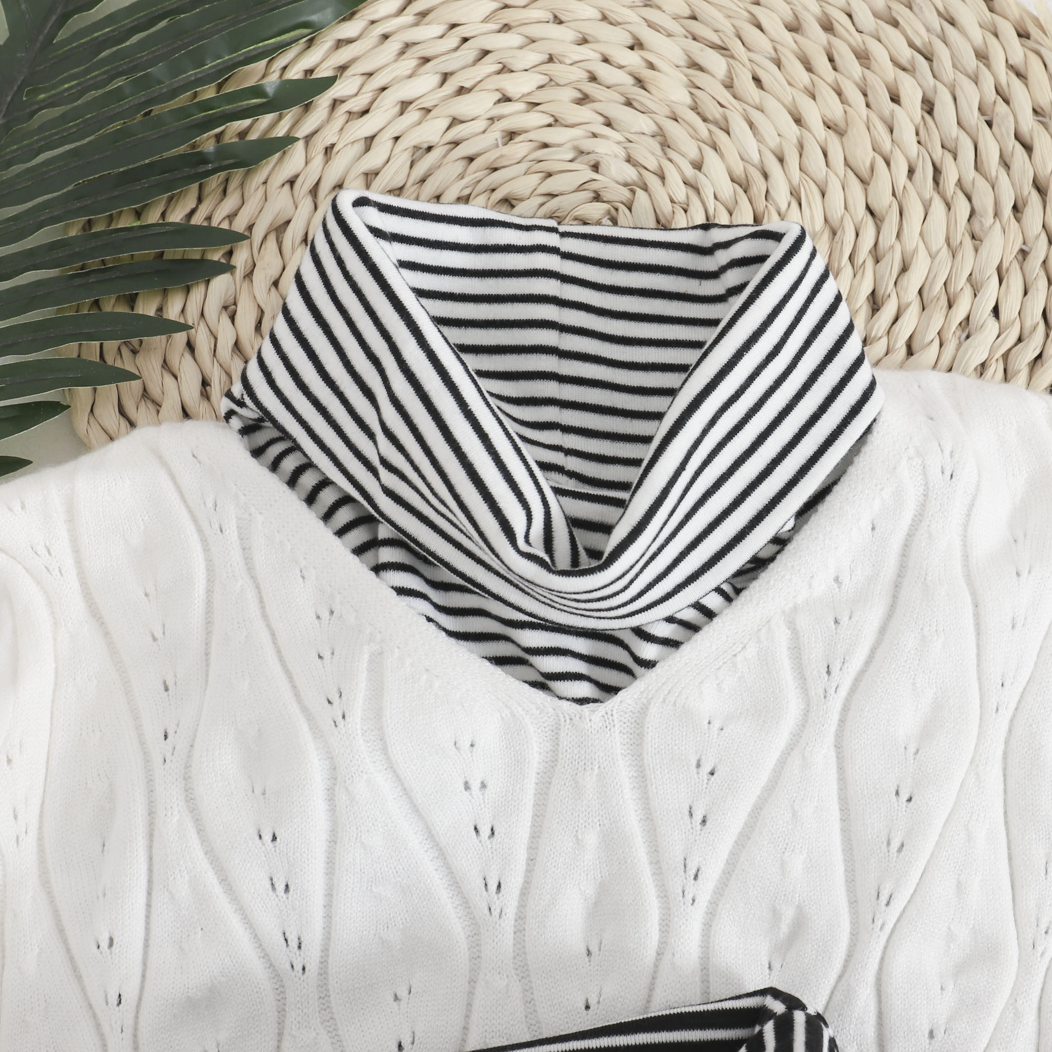 2019新款高领针织套头假领子黑白条纹高弹假衣领保暖打底保暖围脖