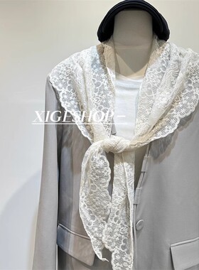 蕾丝镂空春夏薄款外搭小披肩女三角围巾叠穿纱裙百搭韩版屁帘新款
