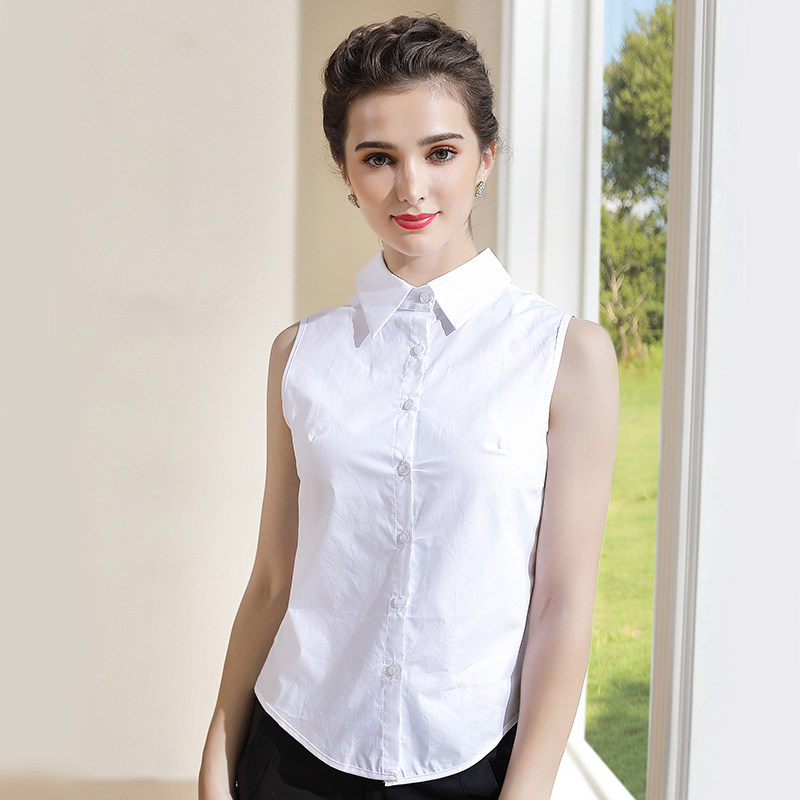 白无袖衬衫女夏季薄款背心百搭职业装套头衫潮打底衫显瘦衬衣纯色,女装/女士精品,衬衫,淘宝优惠券,粉丝福利购,淘宝优惠卷