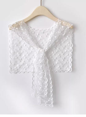 春夏纯色蕾丝外搭小披肩女士装饰假领子坎肩时尚百搭围巾2025新款