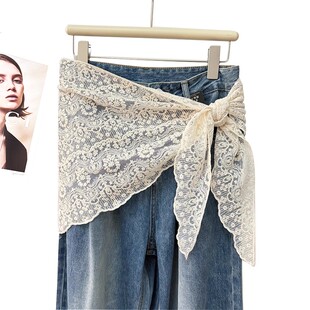 加大白色花边蕾丝屁帘女2025新款高级感甜美叠穿半身裙摆三角裙帘