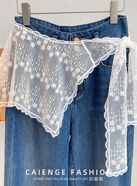 蕾丝屁帘女2025新款春夏季韩系叠穿显瘦遮臀裙帘腰封外搭半身围裙