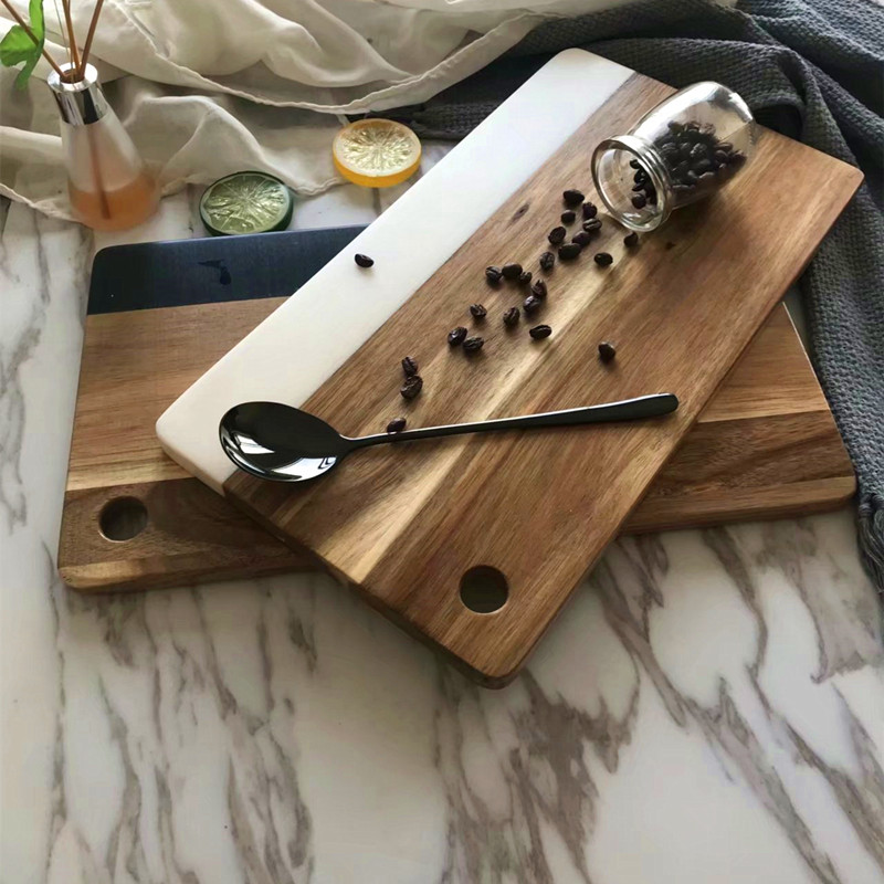 北欧 大理石板岩拼接相思木砧板厨房面包吐司披萨板水果蔬菜切板