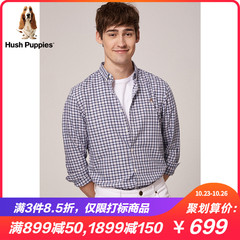Hush Puppies暇步士男装2019秋长绒棉休闲格子长袖衬衫|PA-29524D