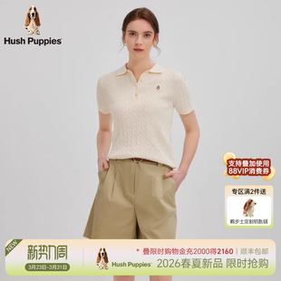 【明星同款】暇步士女士2026年春夏季绞花针织短袖POLO衫经典百搭