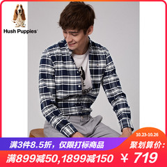 Hush Puppies暇步士男装2019冬新纯棉休闲弹力长袖衬衫|PA-29703D