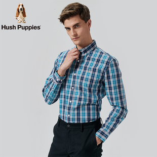 【色织全棉】暇步士男装长绒棉格子长袖衬衫男士秋季复古休闲上衣