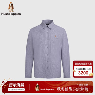 2025秋季 暇步士男装 新款 千鸟格纽扣领时尚 男 休闲衬衫 透气全棉