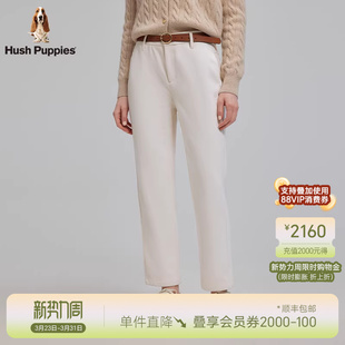 裤 秋冬季 暇步士女装 子绒感保暖高腰休闲通勤梭织长裤 双面磨毛