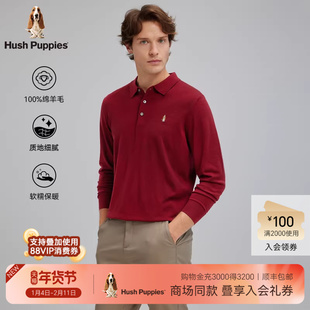 【甄选黄金羊毛】暇步士男装2026春季保暖羊毛长袖polo衫红色上衣