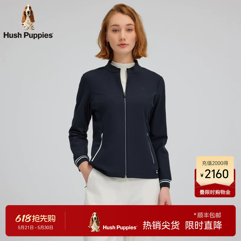 【golf系列】暇步士女装春季高弹针织外套小立领休闲运动撞色开衫