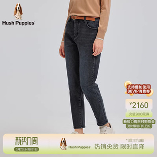 磨毛保暖牛仔长裤 暇步士冬款 女士深色复古显瘦长裤 耐磨保型