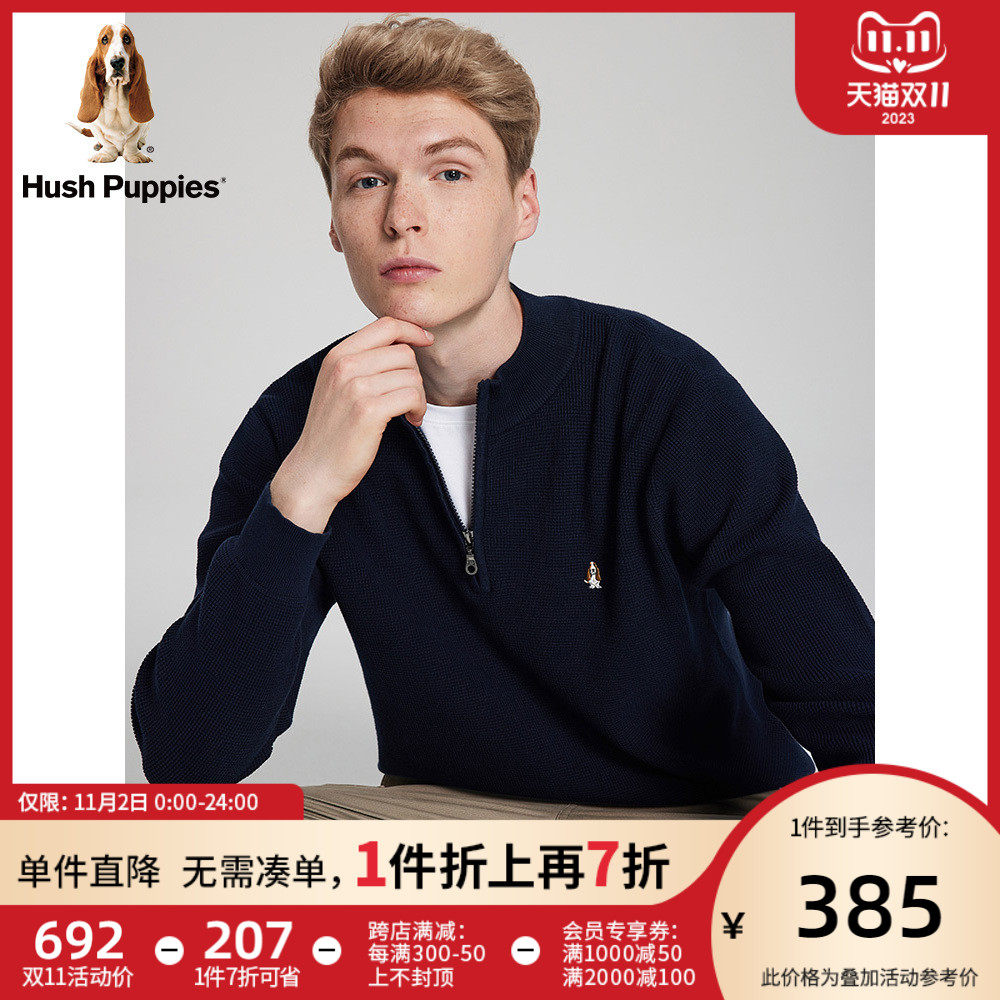 Hush Puppies暇步士男装秋季复古百搭樽领半拉链针织衫|PW-21585D使用感如何?