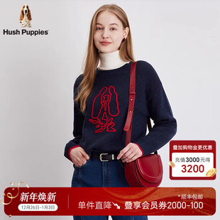 保暖针织衫 波点套头毛衣冬季 暇步士女装 线衣含羊毛 弹力易打理