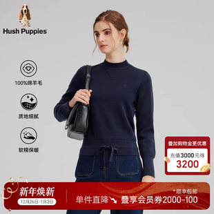 女短款 暇步士秋冬弹力半高领保暖针织衫 打底线衣 高品质绵羊毛