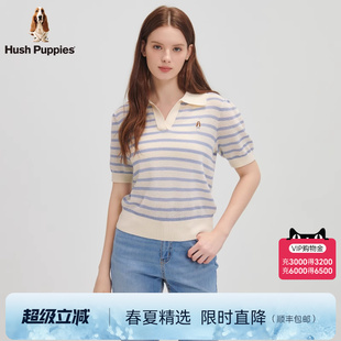 新款 2025夏季 孔洞肌理 轻薄透气条纹翻领POLO衫 暇步士女装