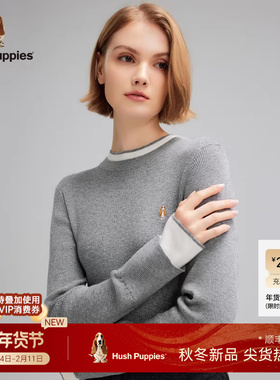 【含绵羊毛】暇步士女装秋季时尚假两件打底针织衫修身弹力线衣潮