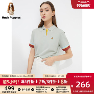 Hush Puppies暇步士女装复古运动休闲翻领POLO衫短袖|HE-22315D