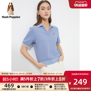 Hush Puppies暇步士女装夏季纯棉V领宽松版多彩POLO衫|HE-22306D