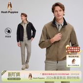 暇步士男装 两面穿 2026年春时髦光泽感弹力休闲立领外套 时尚