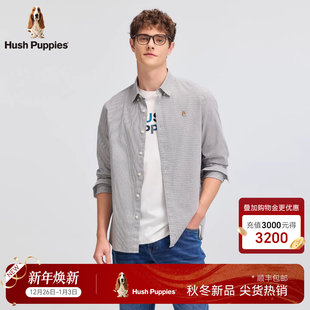 2025秋季 暇步士男装 新款 经典 衬衫 纽扣领休闲长袖 全棉细条纹