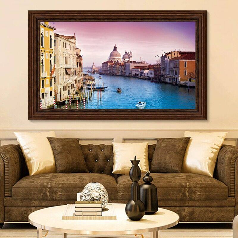 威尼斯水城晚霞十字绣2025新款线绣客厅卧室餐厅欧式风景小件满绣